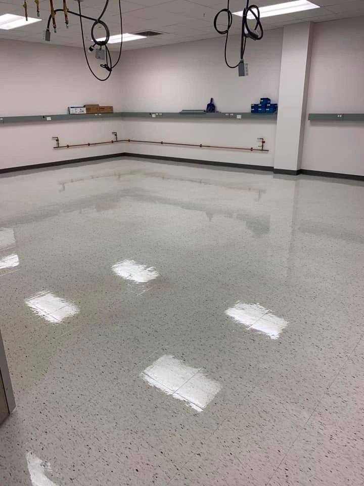 After: studio floor stripped and waxed